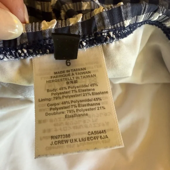 J. Crew ๐๏ธ Blue & White Gingham Retro Style beach swimsuit bathing suit skirt 6 - Picture 8 of 12